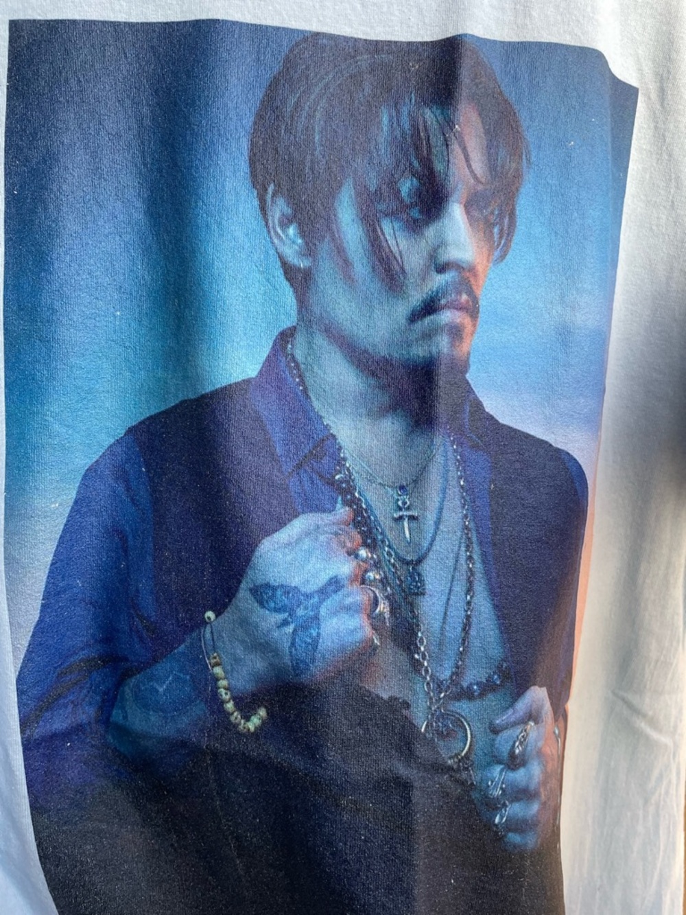 Gildan Johnny Depp light blue cotton unisex short sleeve tee